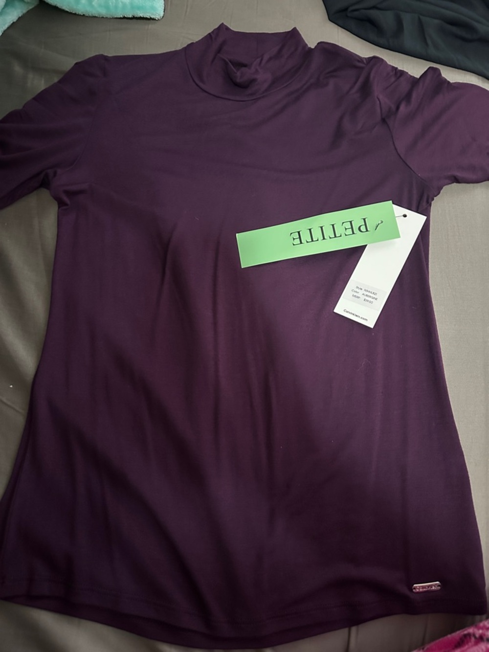 Calvin Klein Liquid Jersey Short Sleeve Top Purple | Size PS  | NWT